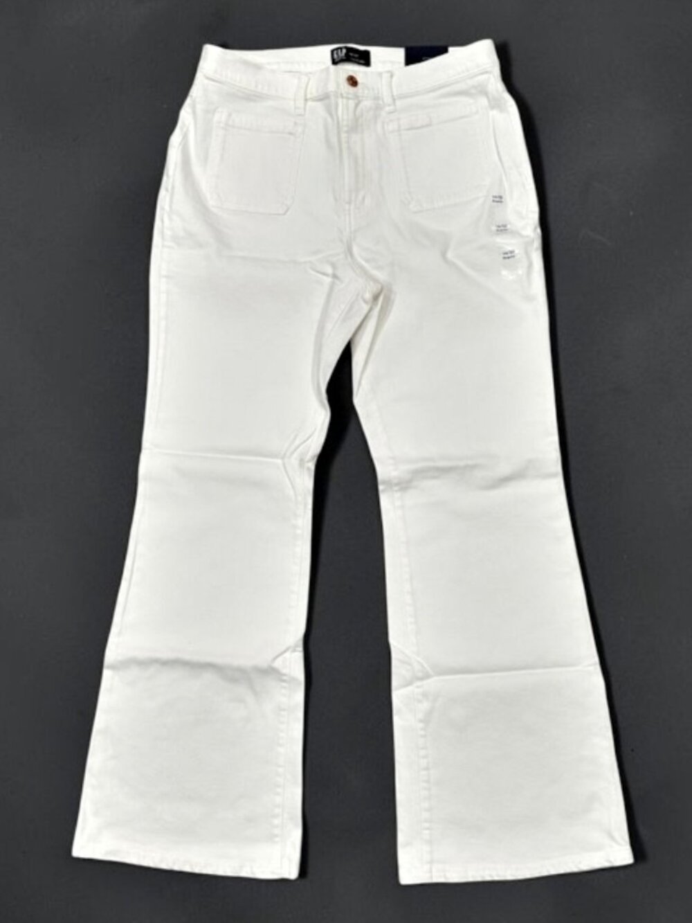 GAP Womens 70s Flare Jeans 14/32R White High Rise Stretch Denim Pants RETRO NWT